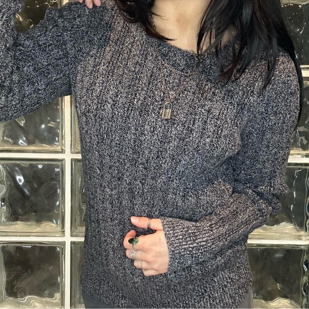 Women's Gray Cable Knit Sweater